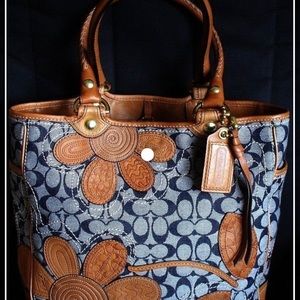 COACH BLEEKER DENIM FLORAL APPLIQUÉ BAG. Very Rare